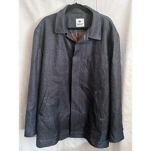 Tesdardi Men’s Navy Blue Faux Denim Longsleeve Button Down Overcoat- 2XL